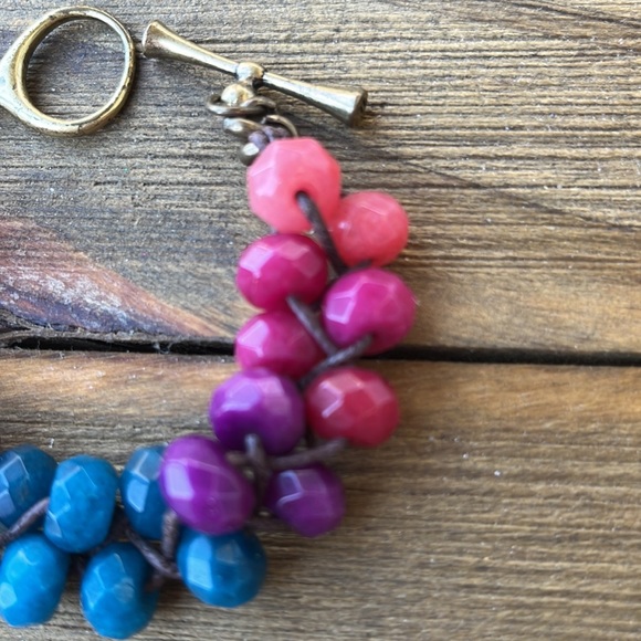 Fossil Chunky Faceted Beaded Ombré Rainbow Bracelet! EUC - Picture 3 of 11